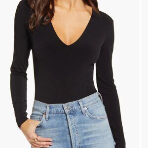 Deep V-Neck Long Sleeve Bodysuit